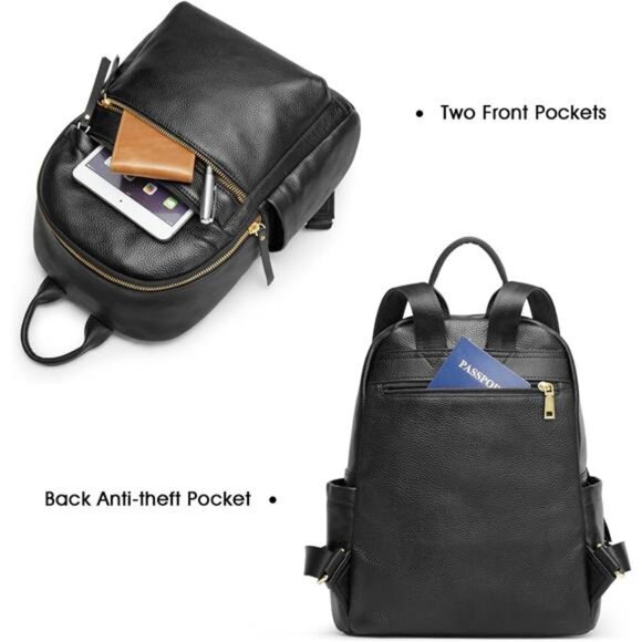 Genuine Leather Backpack Purse for Women Multi-functional Elegant Daypack Soft main image 4